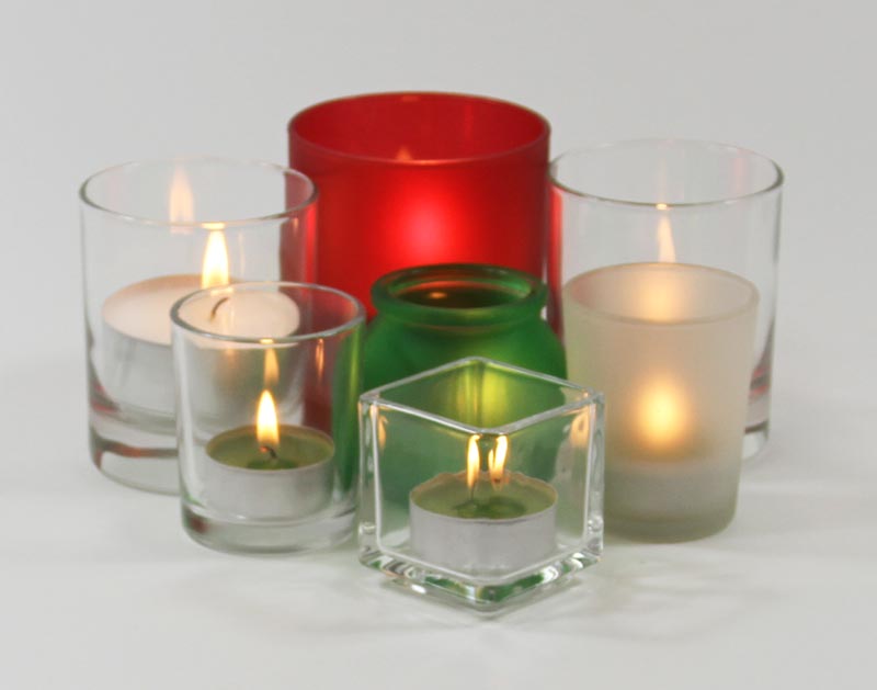 coloured glass candleholders